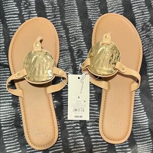 a new day Tan Sandals with Gold Accents